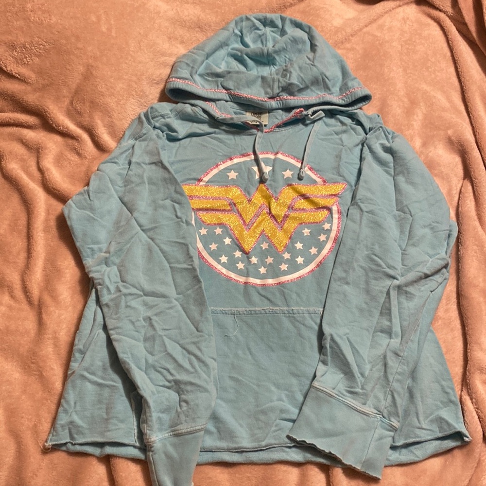 Blue Sparkle Wonder Woman Hoodie Sz M
